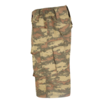 A pair of camouflage pants on display.